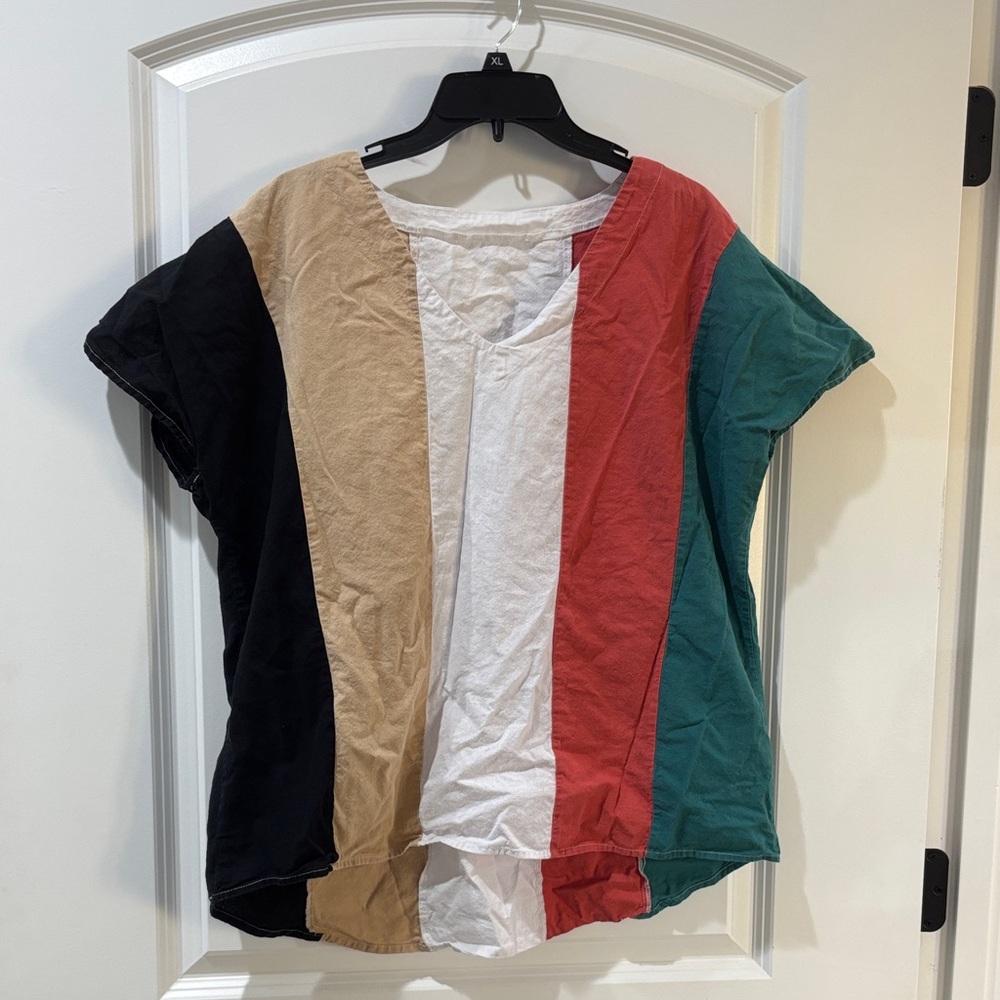 Colorful Striped Short Sleeve Top